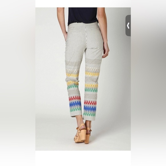 Cartonnier by Anthropologie Stitched Striped  Rainbow Embroidered Pants size 10 - Picture 2 of 7